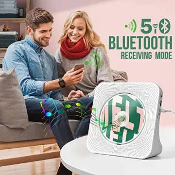 Kogoda Desktop CD Player Portable with Bluetooth,Dual Stereo Speakers, CD Music Player for Home with Remote Control,Dust Cover,FM Radio,LED Screen,3.5mm Jack AUX Input Output,White,Gift