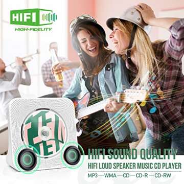 Kogoda Desktop CD Player Portable with Bluetooth,Dual Stereo Speakers, CD Music Player for Home with Remote Control,Dust Cover,FM Radio,LED Screen,3.5mm Jack AUX Input Output,White,Gift