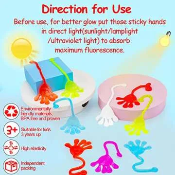 40Pcs Glow in The Dark Sticky Hands Kids Easter Egg Filler Party Favor Supplies Goodie Bag Stuffer P...