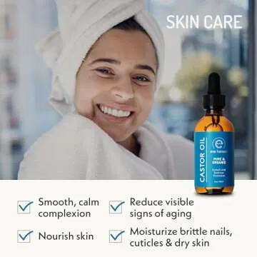 Eve Hansen Organic Castor Oil USDA Certified | Pure Carrier Oil for Eyelashes, Eyebrows, Hair, and Skin with Applicator (2oz)