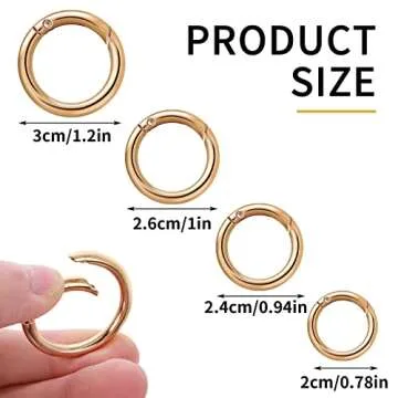 Yolev 16PCS Trigger Metal Spring O Rings - Gold & Silver Carabiners for Crafts