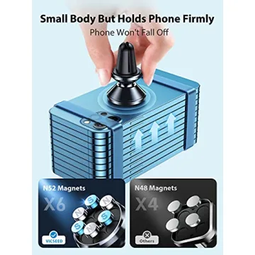 VICSEED Dainty Magnetic Phone Holder for Car - Strong Power Integrated Cast-Iron Vent Phone Magnet for Car Phone Mount 360° Rotation Fit for All Cell Phones, Cases