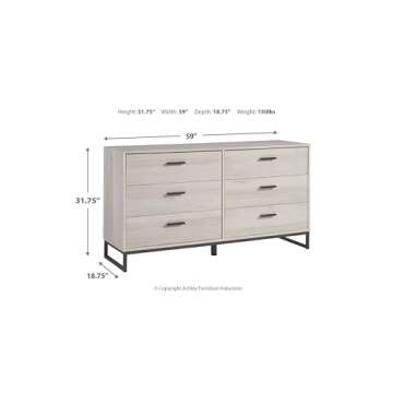 Signature Design by Ashley Socalle 6 Drawer 59" Dresser, Beige