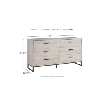 Signature Design by Ashley Socalle 6 Drawer 59" Dresser, Beige