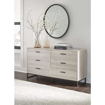 Signature Design by Ashley Socalle 6 Drawer 59" Dresser, Beige