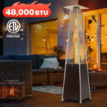 FOOWIN Patio Heater,48,000 BTU Outdoor Patio Heater with Wheels,Propane Patio Heater w/Waterproof Co...