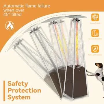 FOOWIN Patio Heater,48,000 BTU Outdoor Patio Heater with Wheels,Propane Patio Heater w/Waterproof Cover & Gloves,Quartz Glass Tube Pyramid Patio Heater for Outdoor Use,Party,Backyard,Garden,Bronze