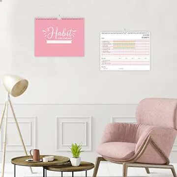 Habit Tracker Journal - Habit Tracker Calendar & Goal Tracker with Spiral Binding–Undated Weekly and Monthly Habit Tracker Planner to Boost Productivity with Habits Goals, 12Months, 8.5"x11” Pink