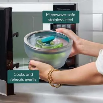 Anyday Cookware Microwave Dish Starter Set, Includes 2 Microwave-Safe Large Glass Storage Containers with Lids for Steaming, Roasting, Serving & Storing Food, 7.9" Deep Dish & 8.7” Shallow Dish