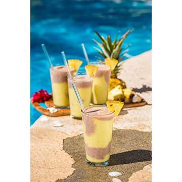 Hummingbird Glass Straws Clear Straight 9" x 9.5 mm Made With Pride In The USA - Perfect Reusable Straw For Smoothies, Tea, Juice, Water, Essential Oils - 4 Pack With Cleaning Brush