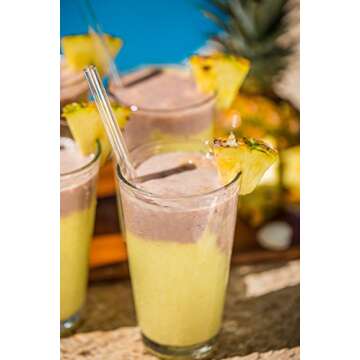 Hummingbird Glass Straws Clear Straight 9" x 9.5 mm Made With Pride In The USA - Perfect Reusable Straw For Smoothies, Tea, Juice, Water, Essential Oils - 4 Pack With Cleaning Brush