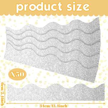 Spakon 55.8 Feet Bulletin Board Border Glitter Scalloped Borders Decorative Bulletin Board Trim Post...
