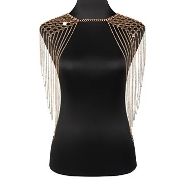 Elegant Gold Epaulet Link Shoulder Chain Necklace