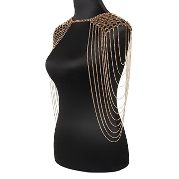 Elegant Gold Epaulet Link Shoulder Chain Necklace