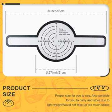 ZHUOMINGJIA Non-Stick Baking MatSuit（1 Piece Silicone Baking Mat For Dutch Oven Bread +1 Piece Oil...