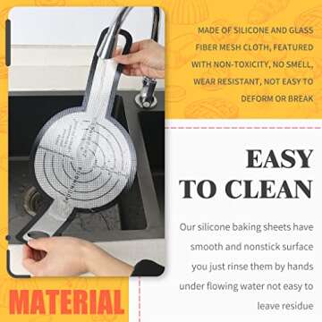 ZHUOMINGJIA Non-Stick Baking MatSuit（1 Piece Silicone Baking Mat For Dutch Oven Bread +1 Piece Oil Brush）8.3in，Reusable- Easy To Clean - Eco-Friendly Alternative For Parchment Paper