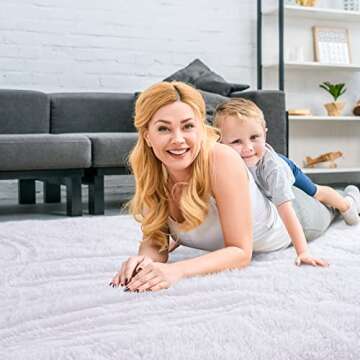 Merelax Soft Modern Indoor Large Shaggy Rug for Livingroom Bedroom Dorm Kids Room Home Decorative, Non-Slip Plush Fluffy Furry Fur Area Rugs Comfy Nursery Accent Floor Carpet 8x10 Feet, White