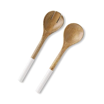 Folkulture Wooden Salad Servers - 12-inch Eco-Friendly Tongs for Serving