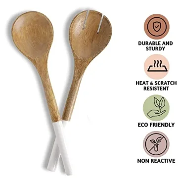 Folkulture Wooden Salad Servers for Elegant Dining