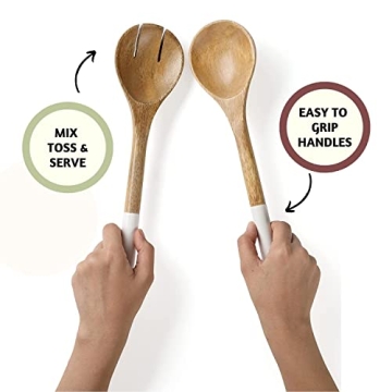 Folkulture Wooden Salad Servers for Elegant Dining