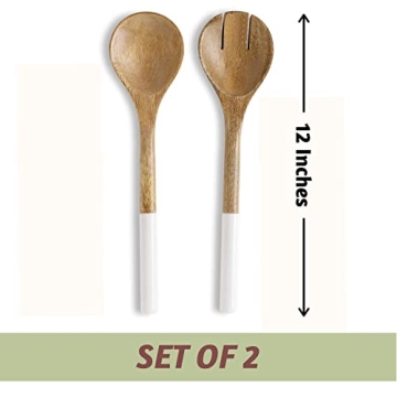 Folkulture Wooden Salad Servers for Elegant Dining