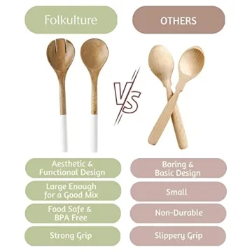 Folkulture Wooden Salad Servers for Elegant Dining
