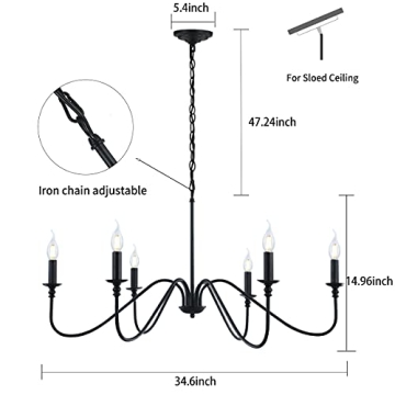 Chic Black Chandelier for Dining Room Lighting