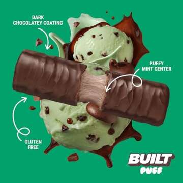 Built Bar, Puff Protein Bars, Mint Chip Puff, 17g Protein Snacks, On-The-Go Bars, Only 140 Calories,...