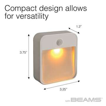 Beams MB720A 20 Lumen Amber LED Sleep Friendly Wireless Nightlight, 3-Pack, White