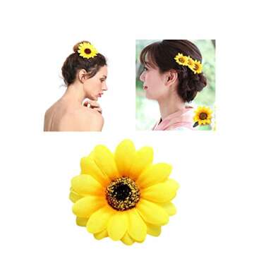 Lawie 16 Pack Artificial Fake Yellow Small Daisy Sunflower Hair Clips Floral Hairpins Alligator Barr...
