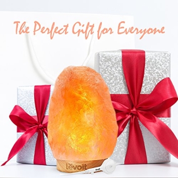 LEVOIT Kana Himalayan Salt Lamp, Pink Rock Large Crystal Natural Himilian Gift Night Light (ETL Certified) Touch Dimmer, 2 Extra Bulbs, Rubber Wood Base
