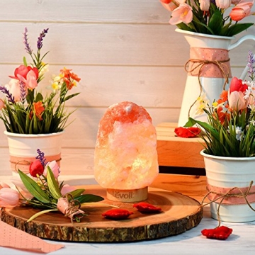 LEVOIT Kana Himalayan Salt Lamp, Pink Rock Large Crystal Natural Himilian Gift Night Light (ETL Certified) Touch Dimmer, 2 Extra Bulbs, Rubber Wood Base