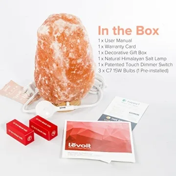 LEVOIT Kana Himalayan Salt Lamp, Pink Rock Large Crystal Natural Himilian Gift Night Light (ETL Certified) Touch Dimmer, 2 Extra Bulbs, Rubber Wood Base