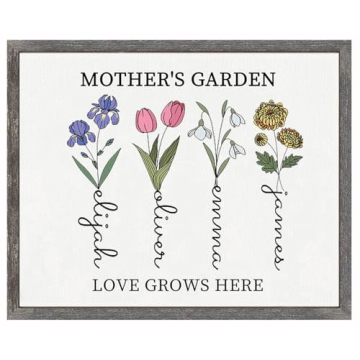 Customized Birth Month Flower Wall Art for Mom & Grandma