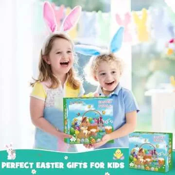 Easter Puzzles for Kids Ages 4-8, 70 Pieces Easter Floor Puzzles, Large Round Jigsaw Puzzles for Kids Ages 3-5, Bunny Puzzles Educational Easter Gifts for Toddler