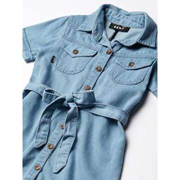 DKNY Girls' Casual Dress, Light Wash Blue, 6X