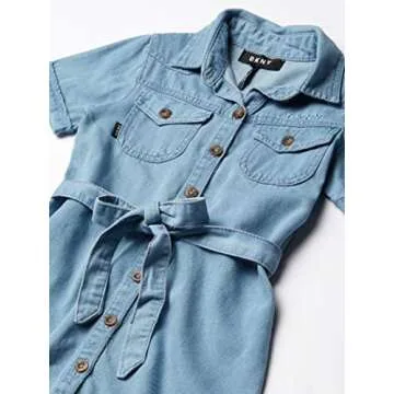 DKNY Girls' Casual Dress, Light Wash Blue, 6X
