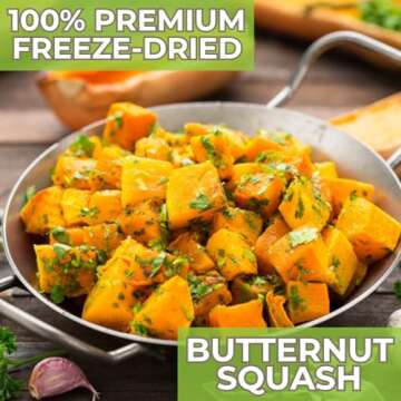 Nutristore Freeze Dried Butternut Squash | Vegetables for Healthy Snack or Long Term Storage | Emerg...