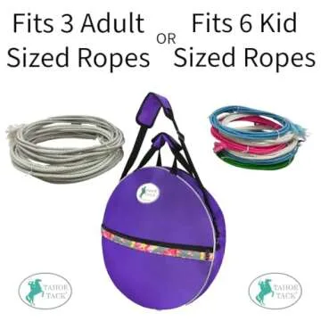 Tahoe Horse and Calf Roping 3 Ropes Carry Bag Custom Designed with Reflective and Overlay Trims Tack, Purple