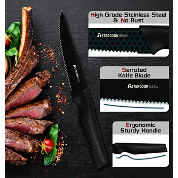 Astercook Steak Knives - High Carbon Stainless Steel Set