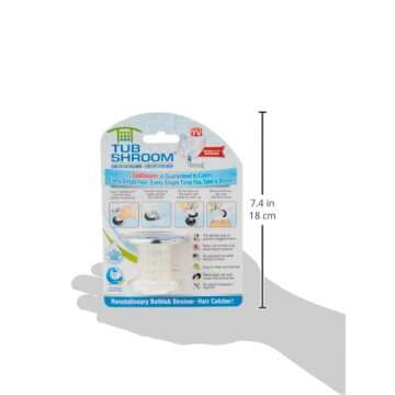 TubShroom Tub Drain Hair Catcher, Chrome – for Bathroom Drains, Fits 1.5” – 1.75” Bathtub and Shower Drains, White