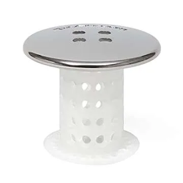 TubShroom Tub Drain Hair Catcher, Chrome – for Bathroom Drains, Fits 1.5” – 1.75” Bathtub and Shower Drains, White