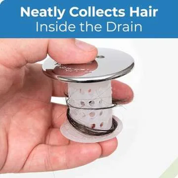TubShroom Tub Drain Hair Catcher, Chrome – for Bathroom Drains, Fits 1.5” – 1.75” Bathtub and Shower Drains, White
