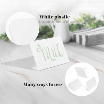 Set of 15 Mini White Chalkboard Signs 3 x 4 inches - Whiteboard Signs Desktop, Food Signs for Party Buffet, Food Display Card, Tabletop Chalkboards for Kitchen, Standing Menu Black Boards for Wedding