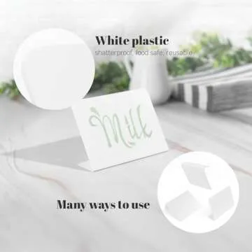 Set of 15 Mini White Chalkboard Signs 3 x 4 inches - Whiteboard Signs Desktop, Food Signs for Party Buffet, Food Display Card, Tabletop Chalkboards for Kitchen, Standing Menu Black Boards for Wedding