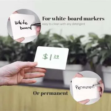 Set of 15 Mini White Chalkboard Signs 3 x 4 inches - Whiteboard Signs Desktop, Food Signs for Party Buffet, Food Display Card, Tabletop Chalkboards for Kitchen, Standing Menu Black Boards for Wedding