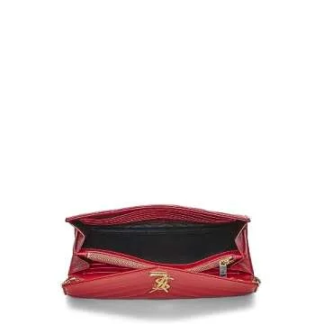 Yves Saint Laurent, Pre-Loved Red Grainy Leather Wallet On Chain (WOC), Red