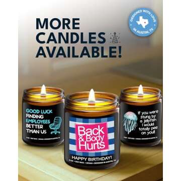 Funny Happy Birthday Candle, Birthday Gifts for Women, Happy Birthday Gifts for Women & Men, Birthday Gift Ideas for 30th, 40th, 50th and 60th Birthday, Back and Body Hurts Candle