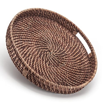 Elegant Round Rattan Woven Serving Tray with Handles for Stylish Home Decor
