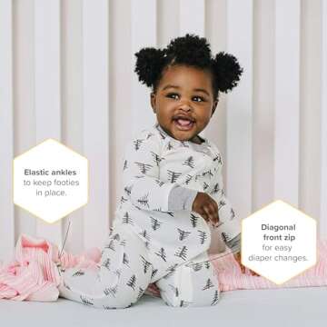 Burt's Bees Baby Baby Boys Pajamas, Zip-front Non-slip Footed Pjs, Organic Cotton and Toddler Sleepers, Trees, 24 Months US